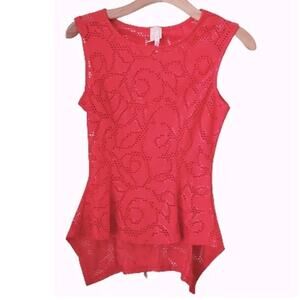 2 For $5 Sale Line Up   Sleeveless High-Low Cut Out Detail  Red Top Medium